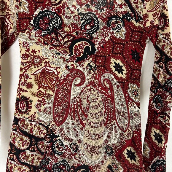Wet Seal Y2K Grunge Paisley Lettuce Leaf Top M Red Black Sheer - Picture 4 of 6